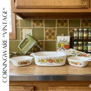 Spice O' Life L’Echalote Corningware 3 Pc. Casserole / Serving Set, Vintage!